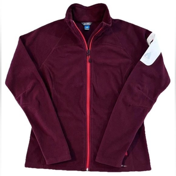 Eddie Bauer First Agent Sweatshirt Womens Large Maroon Fleece Zip Up Outdoors - Picture 7 of 8